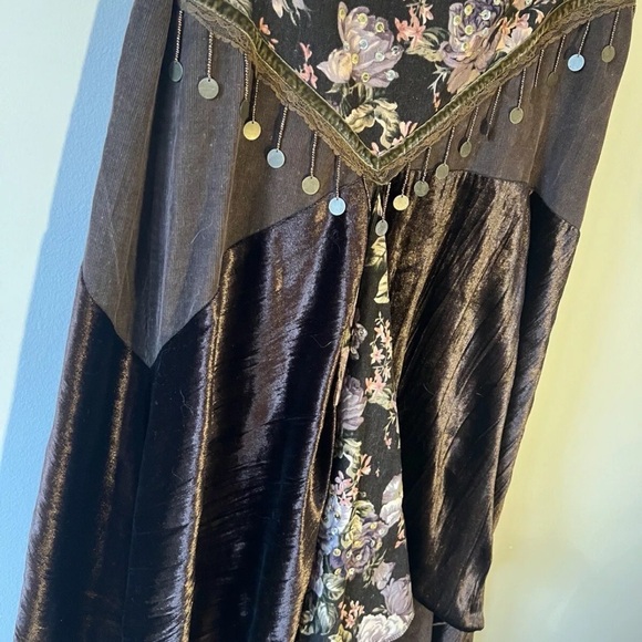 Y2K April seize 1 brown boho long Gypsy layered skirt - Picture 9 of 13